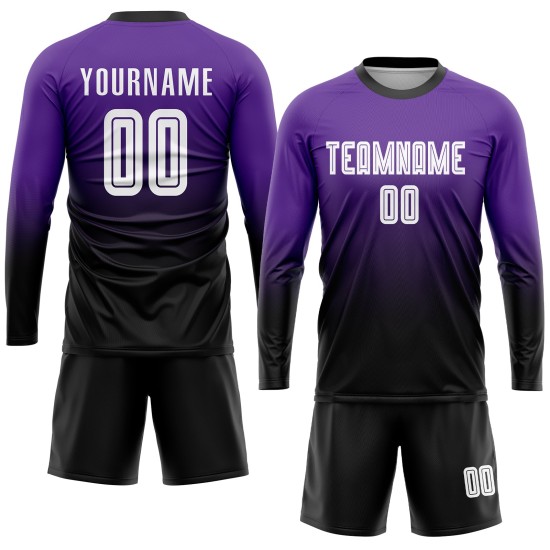 Custom Purple White-Black Sublimation Fade Fashion Soccer Uniform Jersey