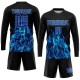 Custom Black Royal-Light Blue Flame Sublimation Soccer Uniform Jersey