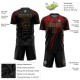 Custom Black Black Old Gold-Red Sublimation Soccer Uniform Jersey