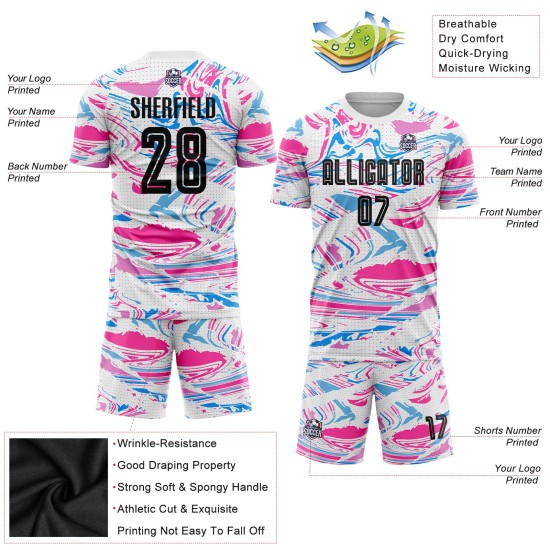 Custom Figure Black-Pink Sublimation Soccer Uniform Jersey