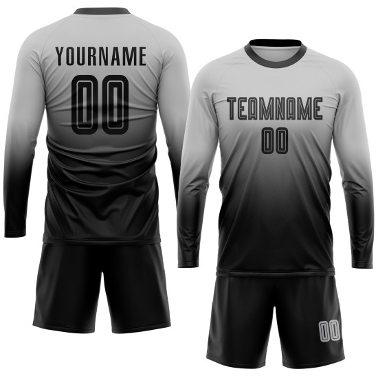 Custom Gray Black Sublimation Fade Fashion Soccer Uniform Jersey