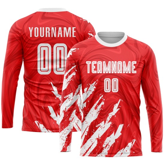 Custom Red White Sublimation Soccer Uniform Jersey