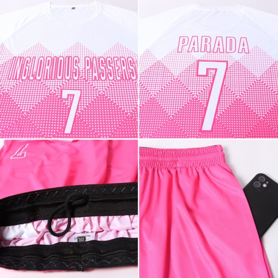 Custom Pink White Sublimation Soccer Uniform Jersey