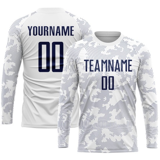 Custom White Navy Sublimation Soccer Uniform Jersey