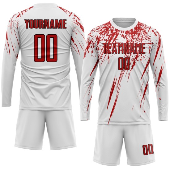 Custom White Red-Black Sublimation Soccer Uniform Jersey