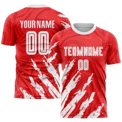 Custom Red White Sublimation Soccer Uniform Jersey