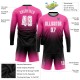 Custom Pink White-Black Sublimation Long Sleeve Fade Fashion Soccer Uniform Jersey