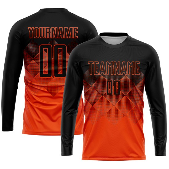 Custom Orange Black Sublimation Soccer Uniform Jersey