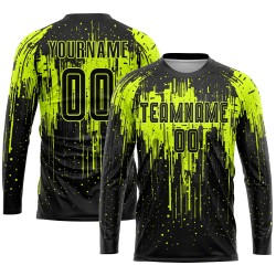 Custom Neon Green Black Sublimation Soccer Uniform Jersey